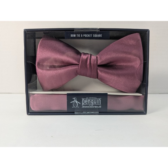 Original Penguin Other - Original Penguin Bow Tie & Pocket Square Set Eggplant Purple Formal Accessory
